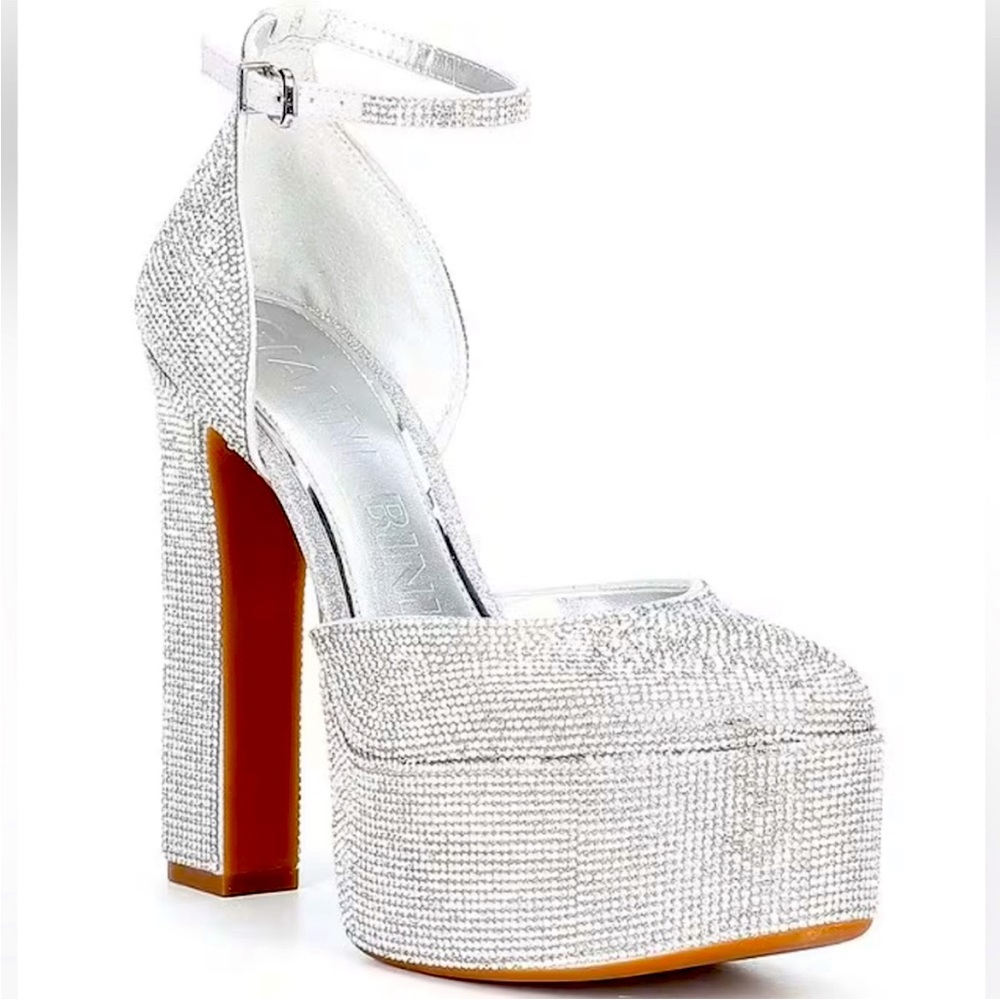 Gianni Bini Platform Silver Sparkle Heels